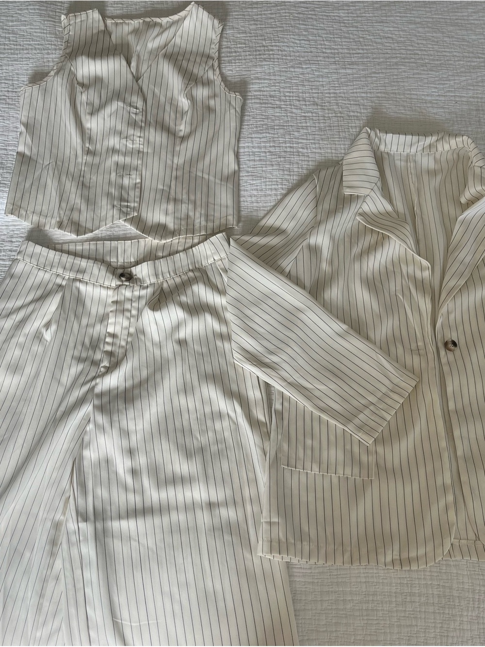 Three piece suit white pinstripe